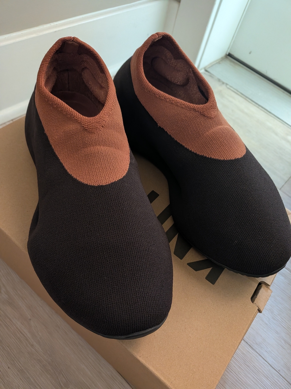 Adidas Yeezy Men's Slip-On Knit Sneakers - Brown/Black
